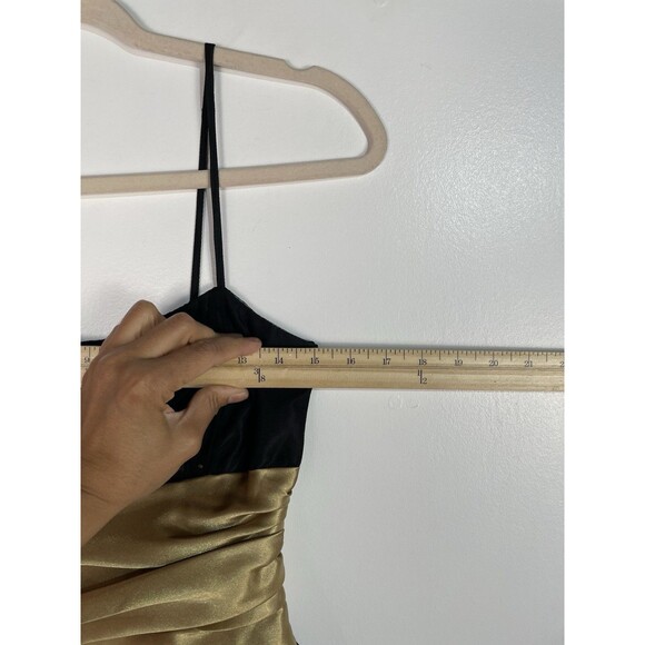 Vtg Y2K Dress 3/4 Black Gold Floral Mini Babydoll Whimsigoth Fairygrunge Mesh - Picture 12 of 15